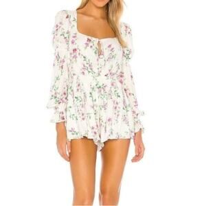Revolve Majorelle Edgeview White Floral Long Sleeve Romper